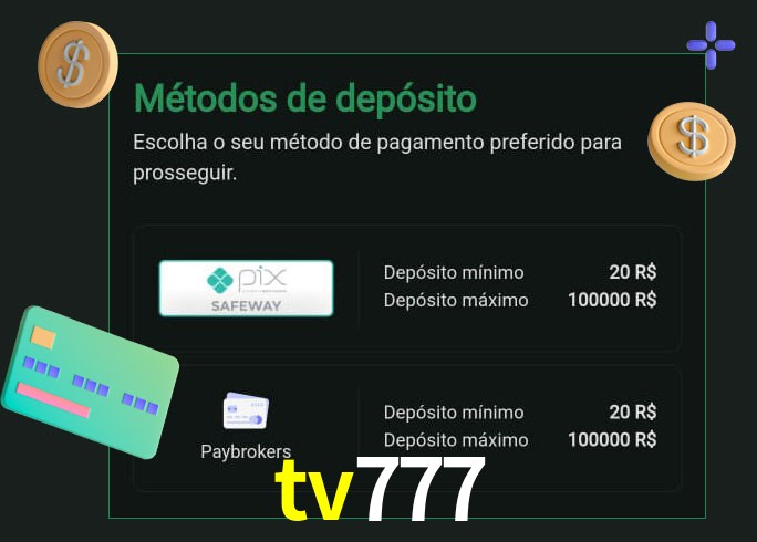 O cassino tv777 oferece uma grande variedade de métodos de pagamento